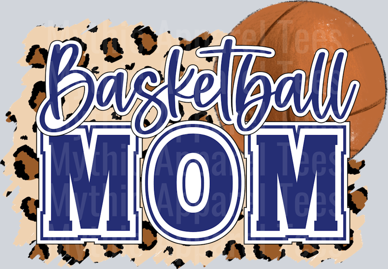 Basketball mom with ball and blue letters cute DTF Sports Transfers