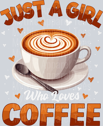 Just a girl coffee with heart design DTF Coffee Transfers