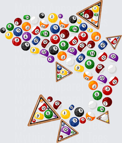 Billiard Pool Balls And Racks Scattered Arrow Shape Design