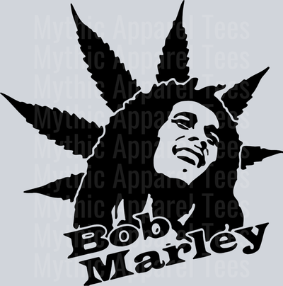 Bob Marley Black and White weed plant DTF Weed Transfers
