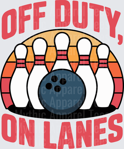 Bowling Off Duty On Lanes Retro Pins and Ball Design