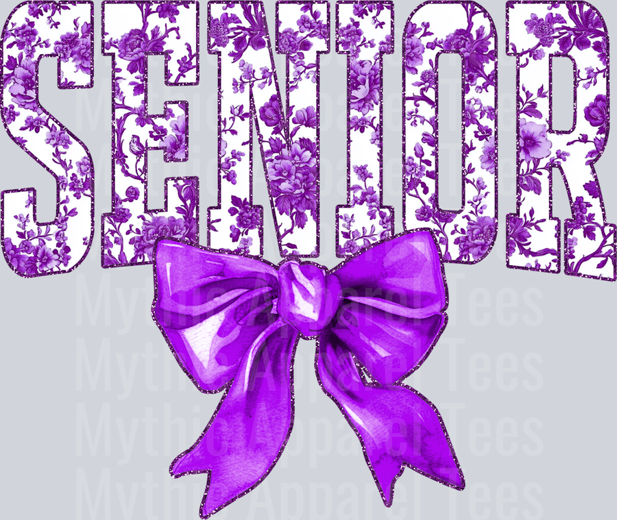 Purple Senior College Font Floral Senior Graduation Design