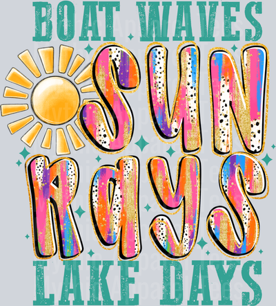 Boat Waves Sun Rays Lake Days DTF Summer Transfers