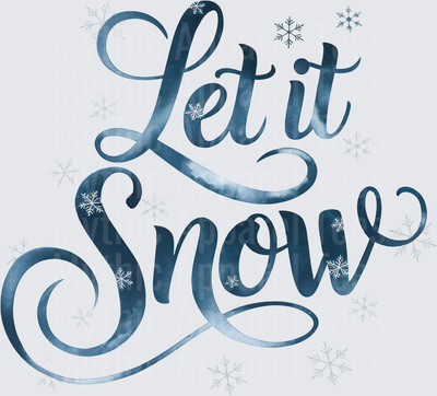 Let It Snow Watercolor Script with Snowflakes Winter Christmas Quote