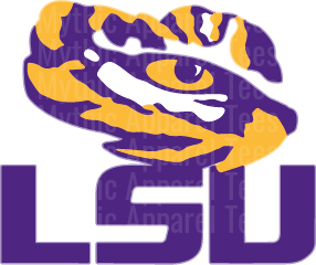 LSU Tigers Eye Purple and Gold Logo with Block Letters