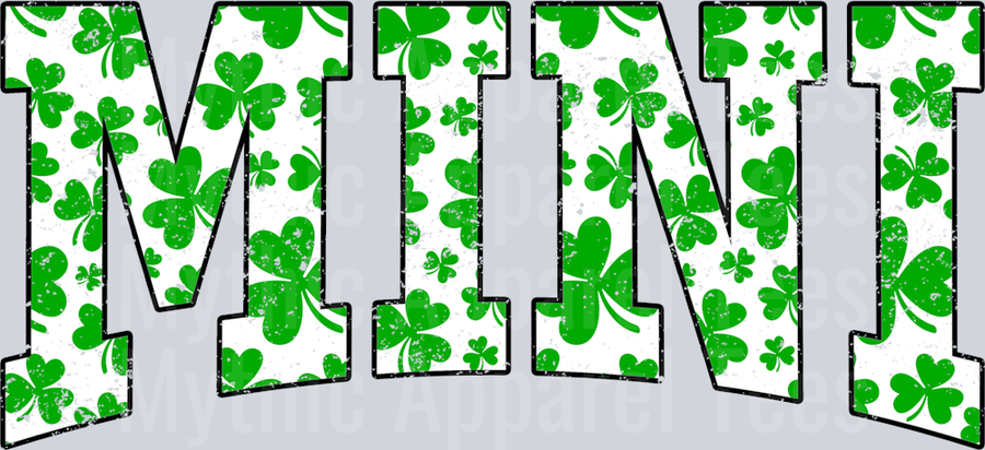 Green Shamrock Mini St Patrick's Day College Font Floral and shamrock pattern