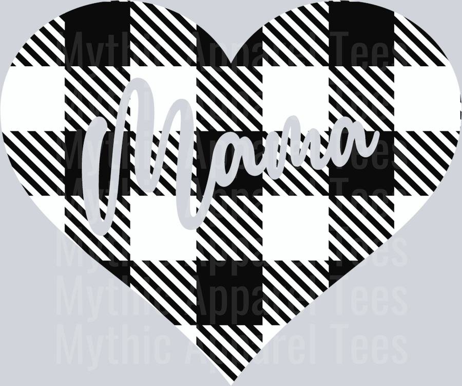 Heart Mama Plaid DTF Mom Transfers