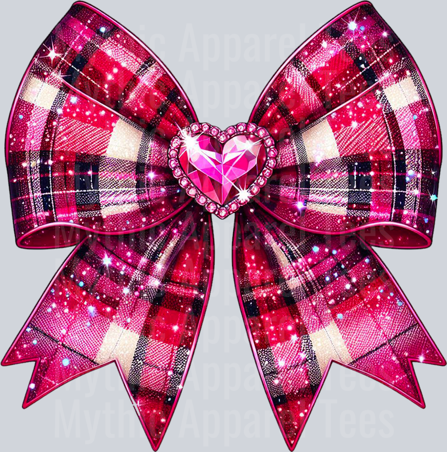 Pink Plaid Bow Style Combo Valentines Day Design