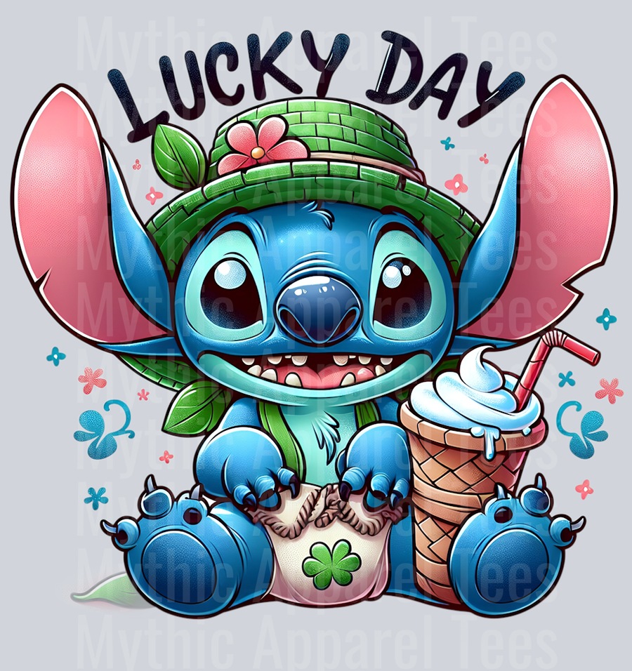 Stitch St Patrick's Day 1 DTF Stitch St Patrick's Day Transfers