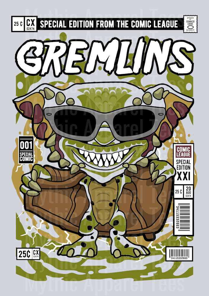 Gremlins Comic Book Cover STYLE DTF Pop Culture Transfers
