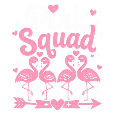 Flamingos Pink Squad Four Cute Birds Hearts Arrow Banner