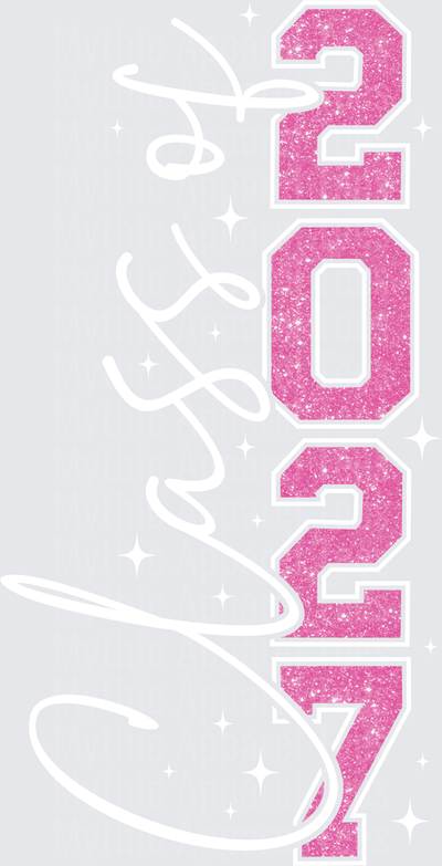 Pink Glitter Vertical 2027 Graduation Year Block Letters