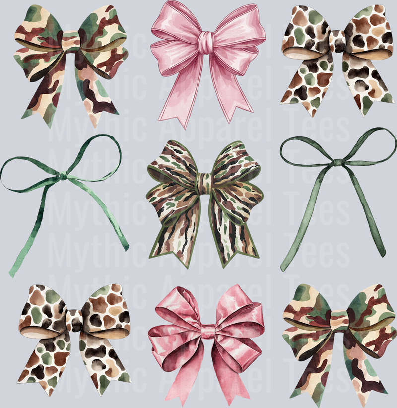 Pink and camo bows DTF Hunter Transfers