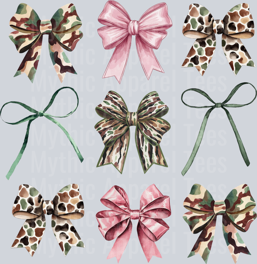 Pink and camo bows DTF Hunter Transfers