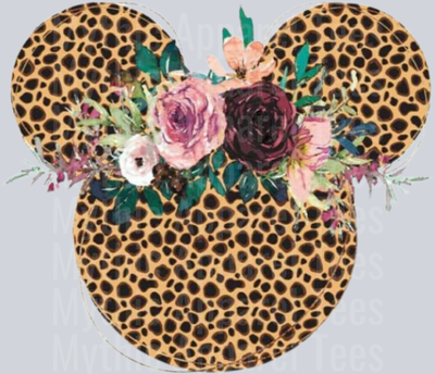Disney ears cheetah floral DTF Disney Transfers