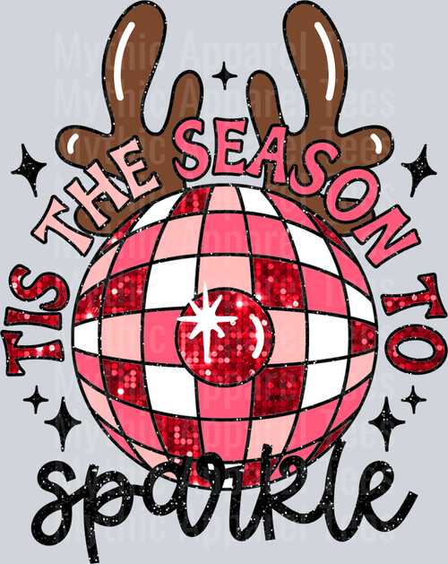 Tis The Season To Sparkle Christmas Sequin Wavy Retro Funny Designs