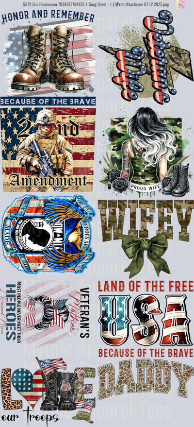 Military GANG SHEET 10 FULL SIZE IMAGES