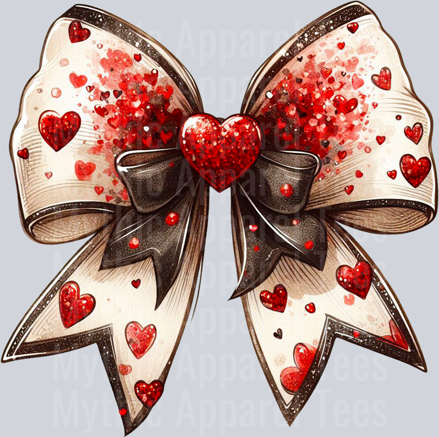 Bow Red and White Glitter Bow Style Combo Valentines Day Design