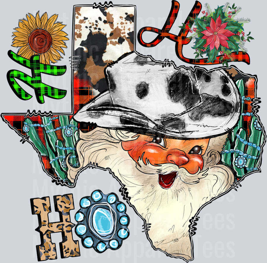 Ho Ho Ho Texas Map Christmas