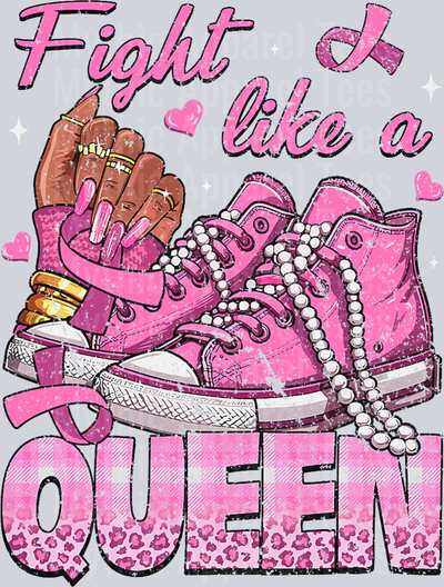 Fight Like A Queen Women Girl Sneakers Breast Cancer Warrior DTF Sneaker Transfers