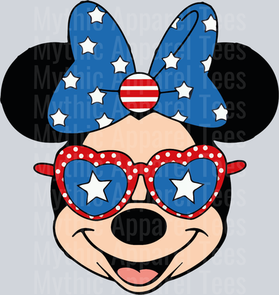 minnie American Glasses Patriotic DTF Patriotic Disney Transfers