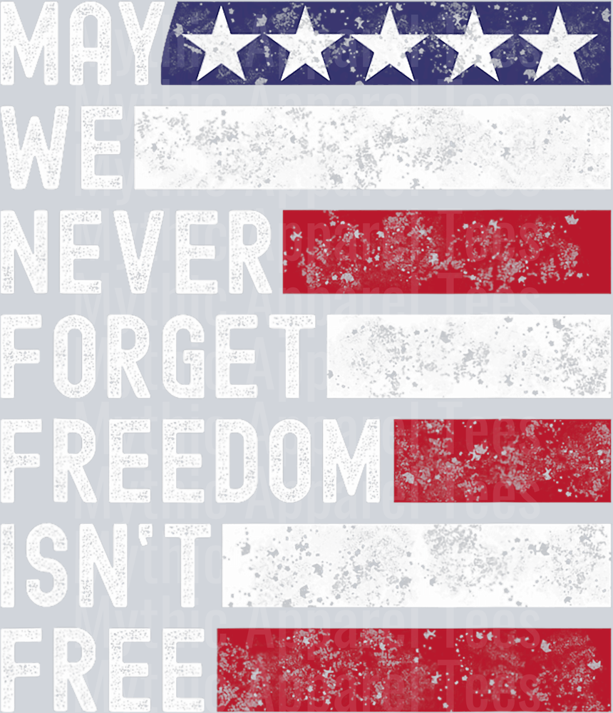 May we never forget freedom isn't free DTF Memorial Day Transfers