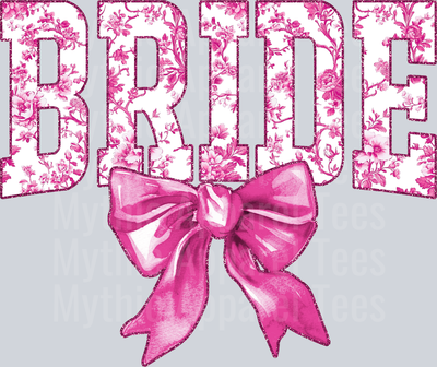 Light Pink Bride College Font With Bow Floral Pattern Wedding
