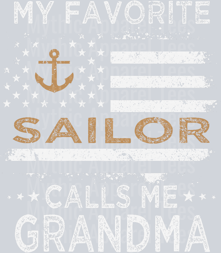 AZ1276 NAVY My Favorite Sailor Calls Me Grandma Sailing USA Flag Anchor T-Shirt