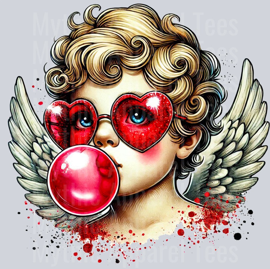 Cupid Blowing Bubblegum Style Combo Valentines Day Design