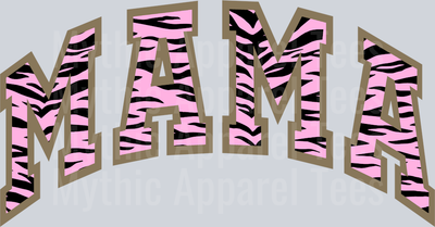 mama Light pink tiger stripes with black DTF MOM Transfers