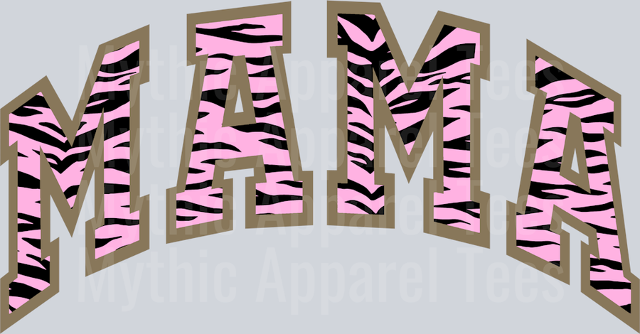 mama Light pink tiger stripes with black DTF MOM Transfers