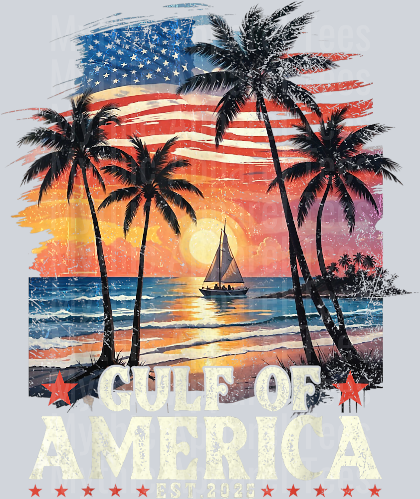 Gulf Of US America Est 2025 Retro Vintage Beach 2 DTF Gulf Of America Transfers