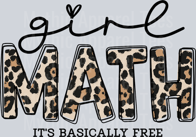 Girl Math Leopard Print It's Basically Free DTF Girl Math Transfers