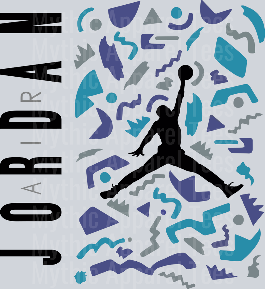 Blue and Teal Black Michael Jordan Chicago Bulls Jordans Nike DTF Michael Jordan Transfers