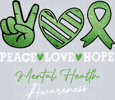 Peace Love Awareness DTF Mental Health Awareness Transfers