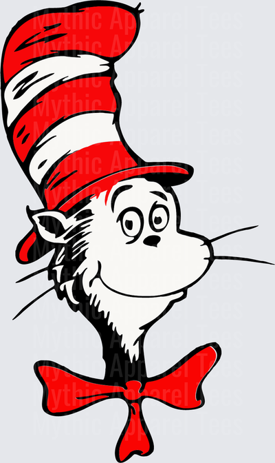 DR Seuss Cat in the Hat Face Red Striped Bow Tie Design
