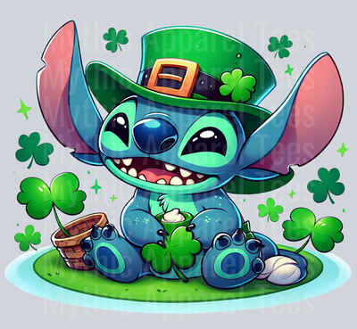 Stitch St Patrick's Day 8 DTF Stitch St Patrick's Day Transfers