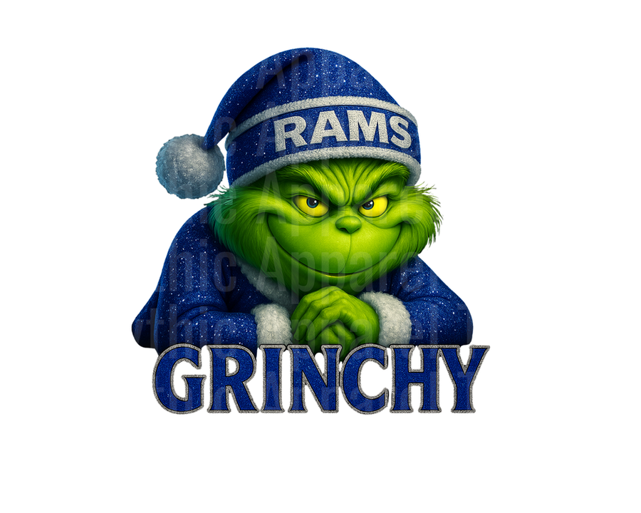 NFL Football Grinch Wearing Rams Santa Hat Grinchy Christmas Design