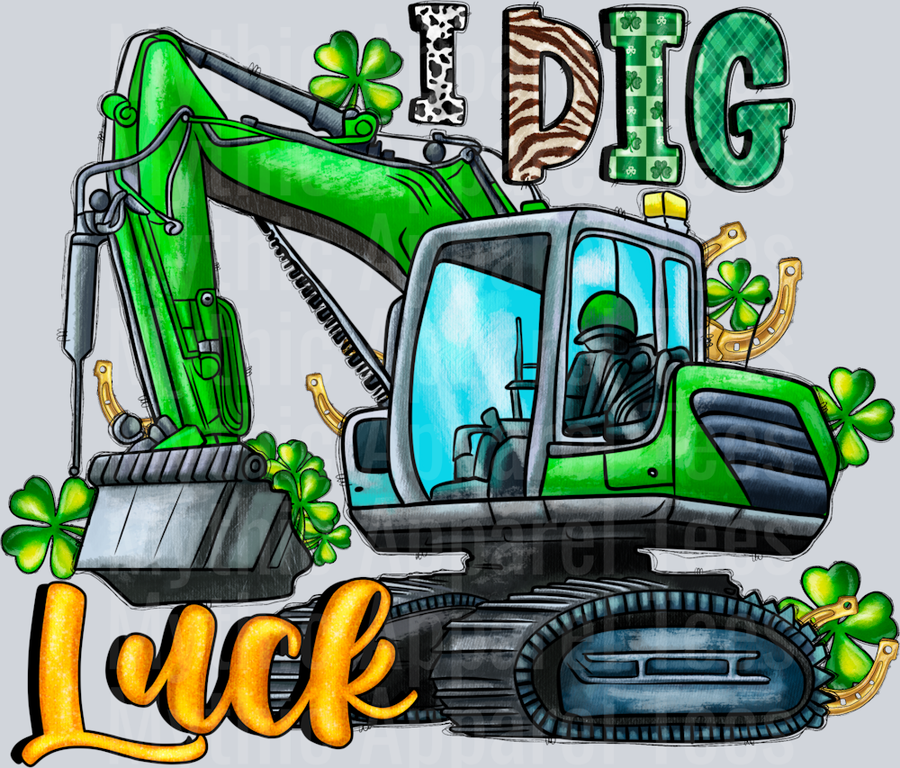 I Dig Luck St Patrick's Day Blue Collar Excavator