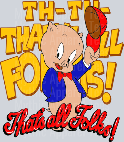 Porky Pig Thats all folks! DTF Looney Toons Transfers