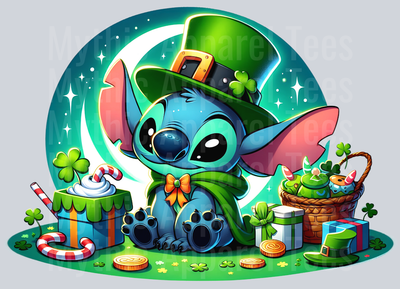 Stitch St Patrick's Day 10 DTF Stitch St Patrick's Day Transfers