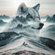 Arctic Wolf Double Exposure Snowy Mountain Wilderness Landscape with Lone Wolf Silhouette