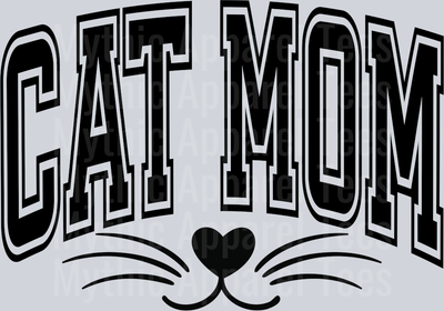Cat Mom Black Varsity Letters