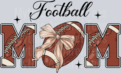FOOTBALL MOM 1 simplistic and cute leather style letters and script font DTF Football Transfers