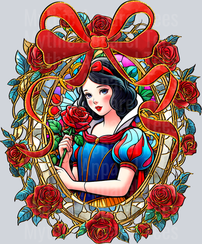 Snow White bow and flower design DTF Disney Transfers