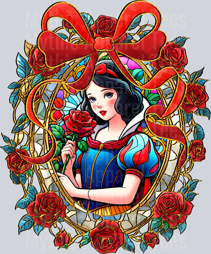 Snow White bow and flower design DTF Disney Transfers