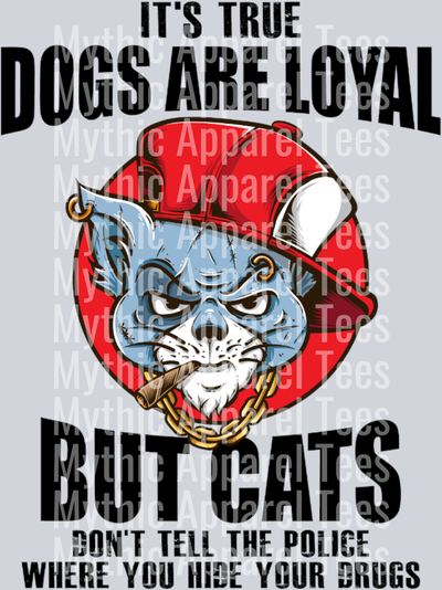 Cats dont tell police where your drugs are hidden – DTF Heat Transfer – Funny Cat Design