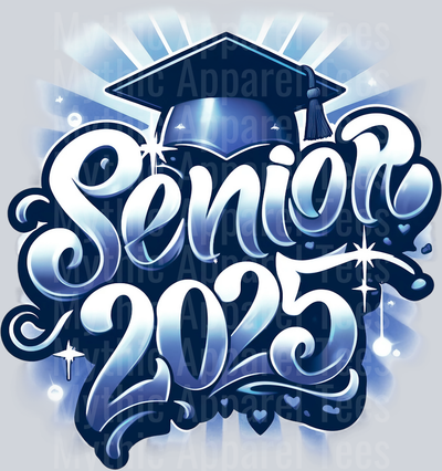 002 Airbrushed Senior 2025 Navy Blue DTF 2025 Senior Graduation Transfers