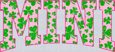 Pink Shamrock Mini St Patrick's Day College Font Floral and shamrock pattern