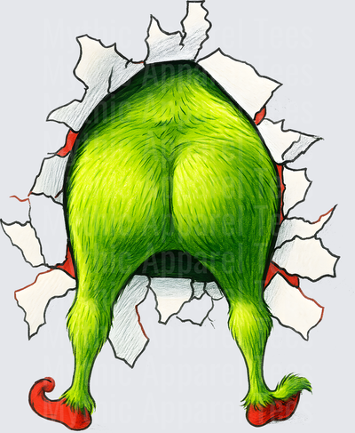 Grinch Butt Ripping Through Torn Hole Funny Christmas